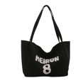thumbnail image 5 of Bolso de lona para estudiantes, bolso de mano informal de moda de nueva tendencia 2025 para damas, bolso de tela de gran capacidad con letras, 5 of 5