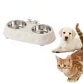 thumbnail image 2 of Cat & Dog Bowls Stainless Steel Double Bowl Pet Dish Durable Easy Clean Ideal Dining Solution for Meals and Water, 2 of 3