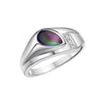 thumbnail image 3 of RYLOS Men's Rings Sterling Silver Ring - Timeless Pear Shape Cabochone Gemstone & Diamonds - Tear Drop Cabochon Alexandrite Rings For Men  Size 9, 3 of 6