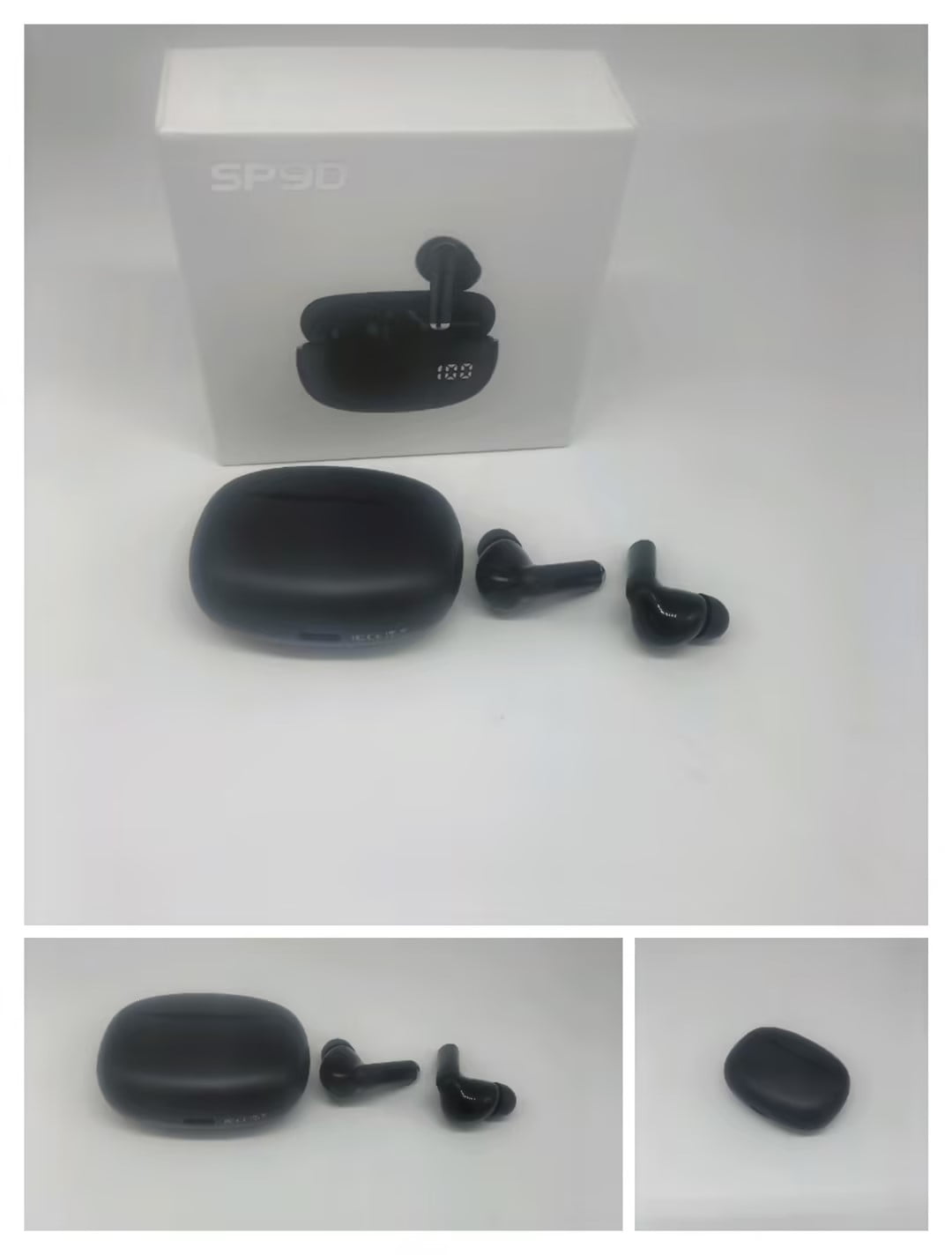 SP9D True Wireless Earbuds, Bluetooth 5.3, IPX5 Waterproof, Built-in Mic, LED Display, Wireless Charging Case