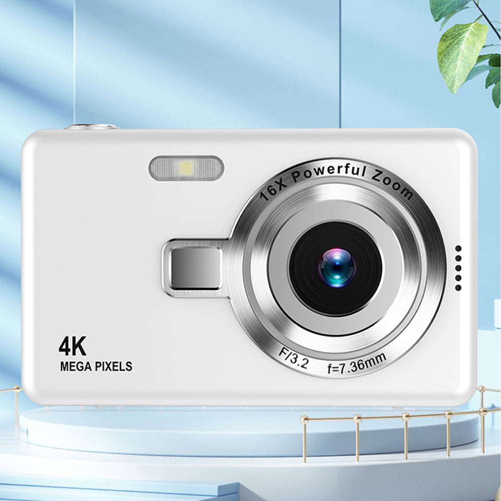 Yibooy 4K HD 1080P Digital Camera 16X Zoom Autofocus Vlogging Camera Camcorder (White)