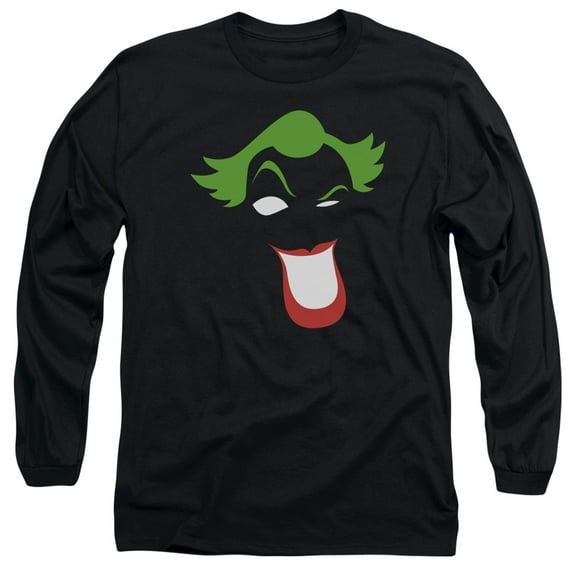 Batman Joker Simplified Long Sleeve Adult 18/1 T-Shirt Black