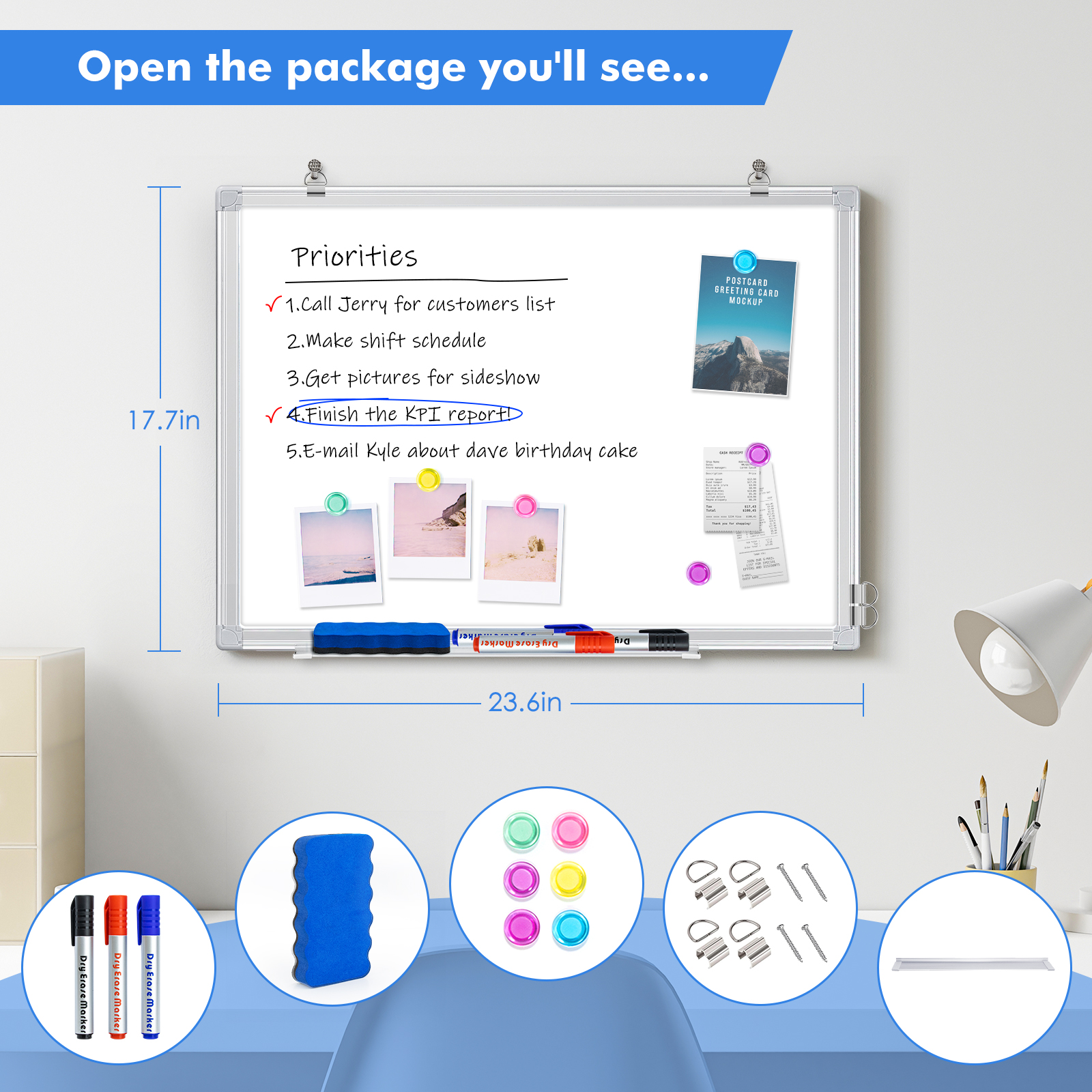 Maxtek 24x18 Inch Magnetic Whiteboard With Aluminum Frame photo 5