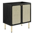 thumbnail image 1 of Pemberly Row 30" Wood & Rattan Bathroom Vanity Cabinet in Black, 1 of 10