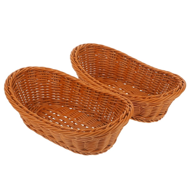 cestas de plástico tejidas de imitación de ratán para