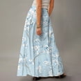 thumbnail image 5 of LWavelet Hibiscus Print Maxi Skirt with Side Pockets Women Tropical Style Daily Casual Flowy Bottoms Light Blue L, 5 of 5