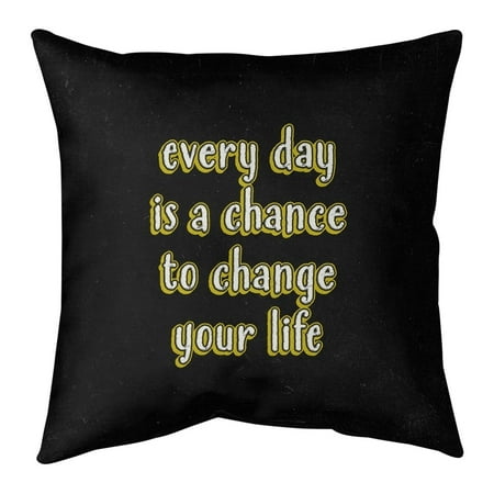 UPC: 0655172568539 | ArtVerse Quotes Change Your Life Quote Chalkboard Style Pillow-Faux Suede 26 x 26 Large