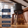 thumbnail image 5 of HomeZeer 24" Bar Stools Set of 2, Counter Height Bar Stools with Curved Back Swivel Barstools Pub Chairs with Wood Legs, Black, 5 of 8