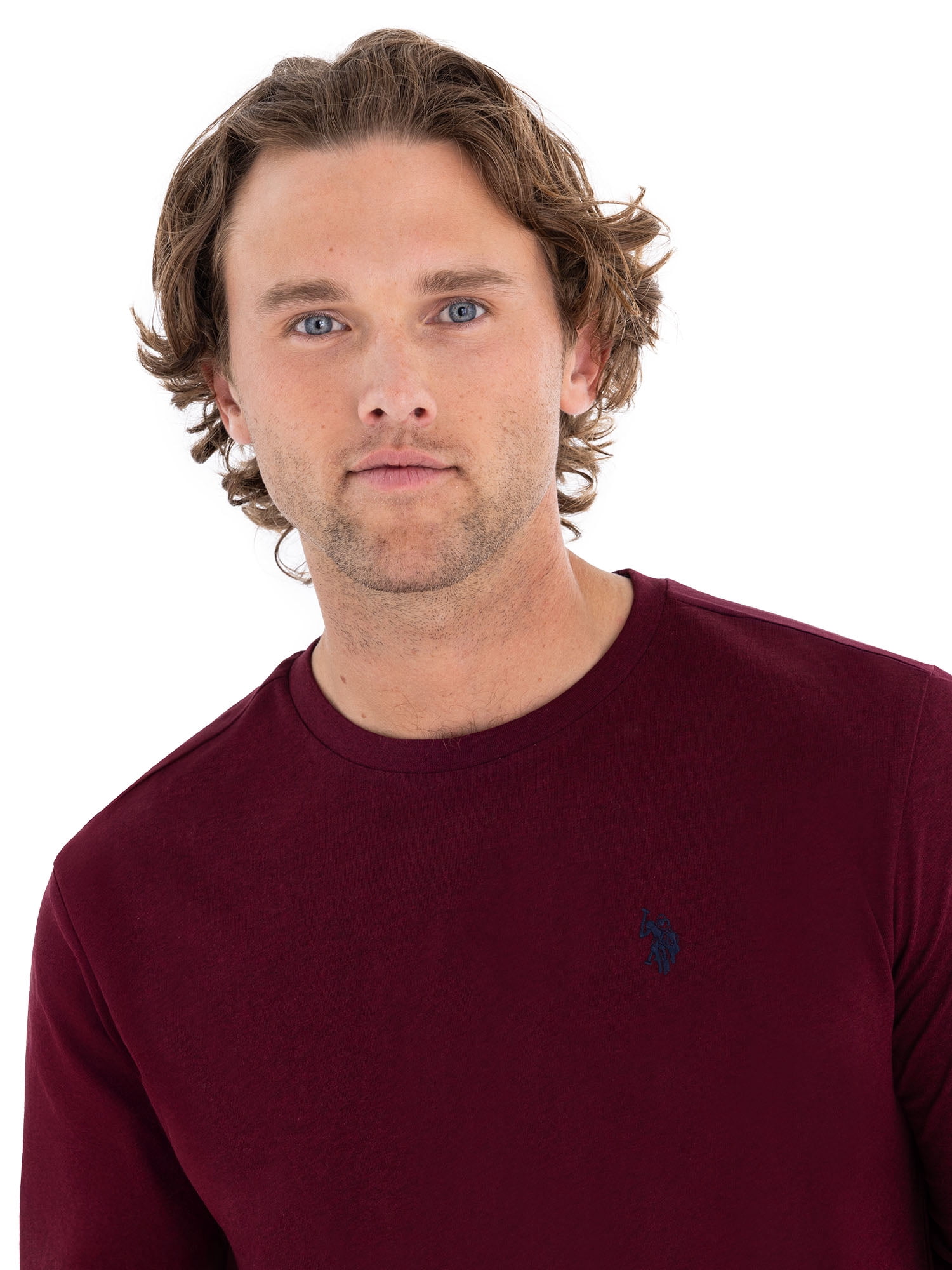 U.S. Polo Assn. Men's Cotton Crewneck Tee with Long Sleeves, Sizes S-XL