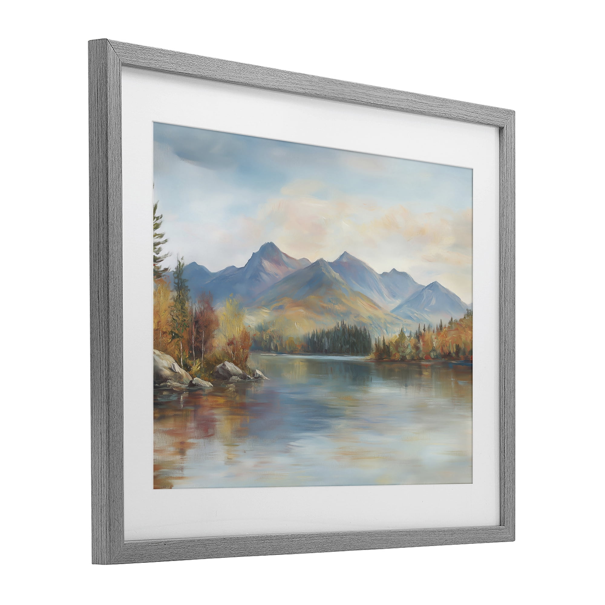Stupell Industries Rustic Lake Landscape in Fall Gray Framed Print Under Glass, design by LSR Design Studio