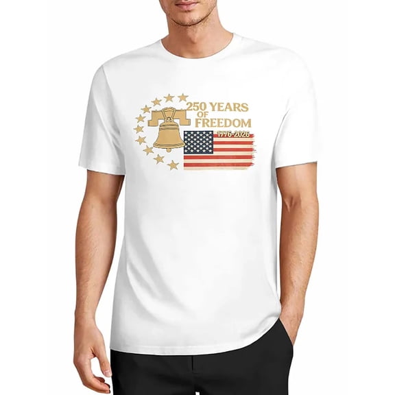 USPEED Liberty Bell 250 Years of Freedom 1776-2026 American Flag Patriotic Graphic T-Shirt, USA 250th Founding Anniversary Short Sleeve Crewneck Casual Tee for Men Women