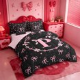 thumbnail image 2 of meiyoeat Pink Bowknot Monogrammed P 7-Piece Twin Bedding,3D Cartoon Pearl Bedding Comforter Set For Girl,Pink Reversible, 2 of 7
