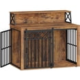 thumbnail image 4 of 39.4" Large wooden dog crate, Indoor Dog Kennel with Barn Door for Medium/Large Dogs, 3 Doors dog Crate Furniture with Storage, Rustic Brown, 4 of 11