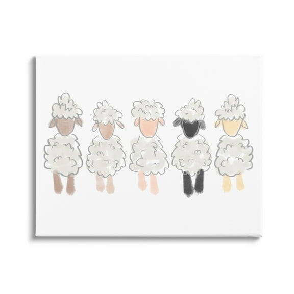 Stupell Industries Fluffy Soft Sheep Farm Animal Nursery Drawing Canvas Wall Art, 20 x 16, Design by Anna Whitham