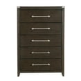 thumbnail image 2 of Benjara Bery 54 Inch Tall Dresser Chest, 5 Drawers, Metal Handles, Dark Brown, 2 of 6