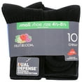 thumbnail image 3 of Fruit of the Loom Dual Defense Crew Socks for Boys, Black, Sizes 4.5-8.5 (10-Pack), 3 of 5