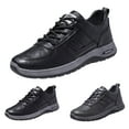 thumbnail image 3 of TIREOW Men's Non Slip Work Shoes Waterproof Lightweight Work Shoes & Restaurant or Food Service Sneakers Lace Up Casual Fashion Non-Slip Microfiber Leather Shoes (9.5, Black), 3 of 8