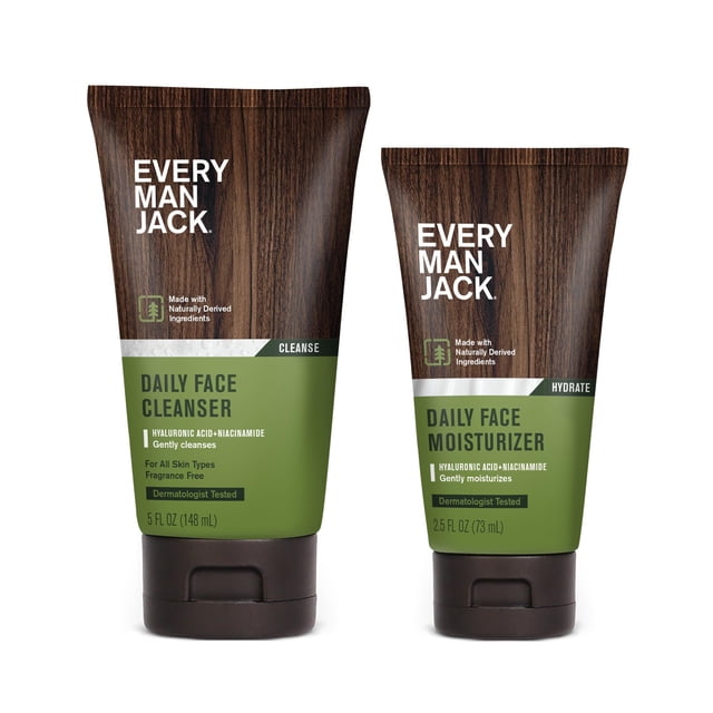 Set de cuidado facial y loción Every Man Jack Daily Face Wash, paquete de 2