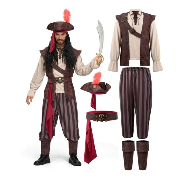Disfraz de pirata caribeño de Spooktacular Creations para hombre