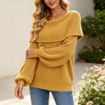 thumbnail image 6 of Wenini Women's Shoulder Solid Color Knit Sweater Top Long Sleeve Loose Casual Pullover Top, 6 of 7