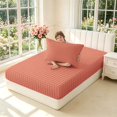 thumbnail image 4 of Manfei Modern Checkered Fitted Sheet Full,Geometric Check Bed Set,Orange,3pcs,1 Fitted Sheet and 2 Pillowcases, 4 of 6
