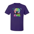 thumbnail image 2 of Neon Rainbow Trippy Cute Pitbull Dog Straight at You Dog Lover Men's Graphic T-Shirt, Purple, 2XL, 2 of 3