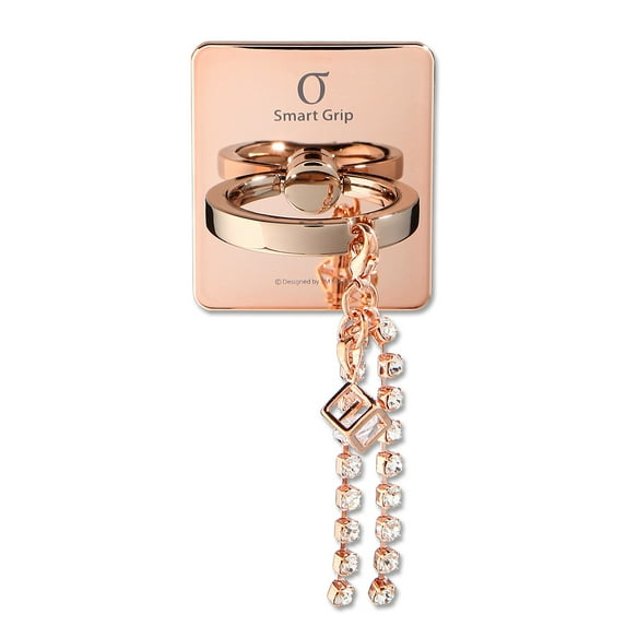 Cell Phone Finger Ring Holder & Grip with Luxury Oktant Crystal Universal Kickstand with 360° Rotation and 180° Flip Compatible with Most Smartphones (Cube Rose Gold)