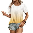 thumbnail image 4 of Scyoekwg Womens Tunic Tops Crew Neck Pleated Tunic Tops Comfy Loose Shirts Summer Trendy Gradient Color Casual Blouses (Z02_Orange,L), 4 of 7