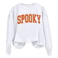 thumbnail image 6 of KHONTS Halloween Spooky Season Sweatshirts for Women Long Sleeve Crew Neck Basic Pullover Tops Loose Fit Cozy Winter Fall Tops White XL, 6 of 6