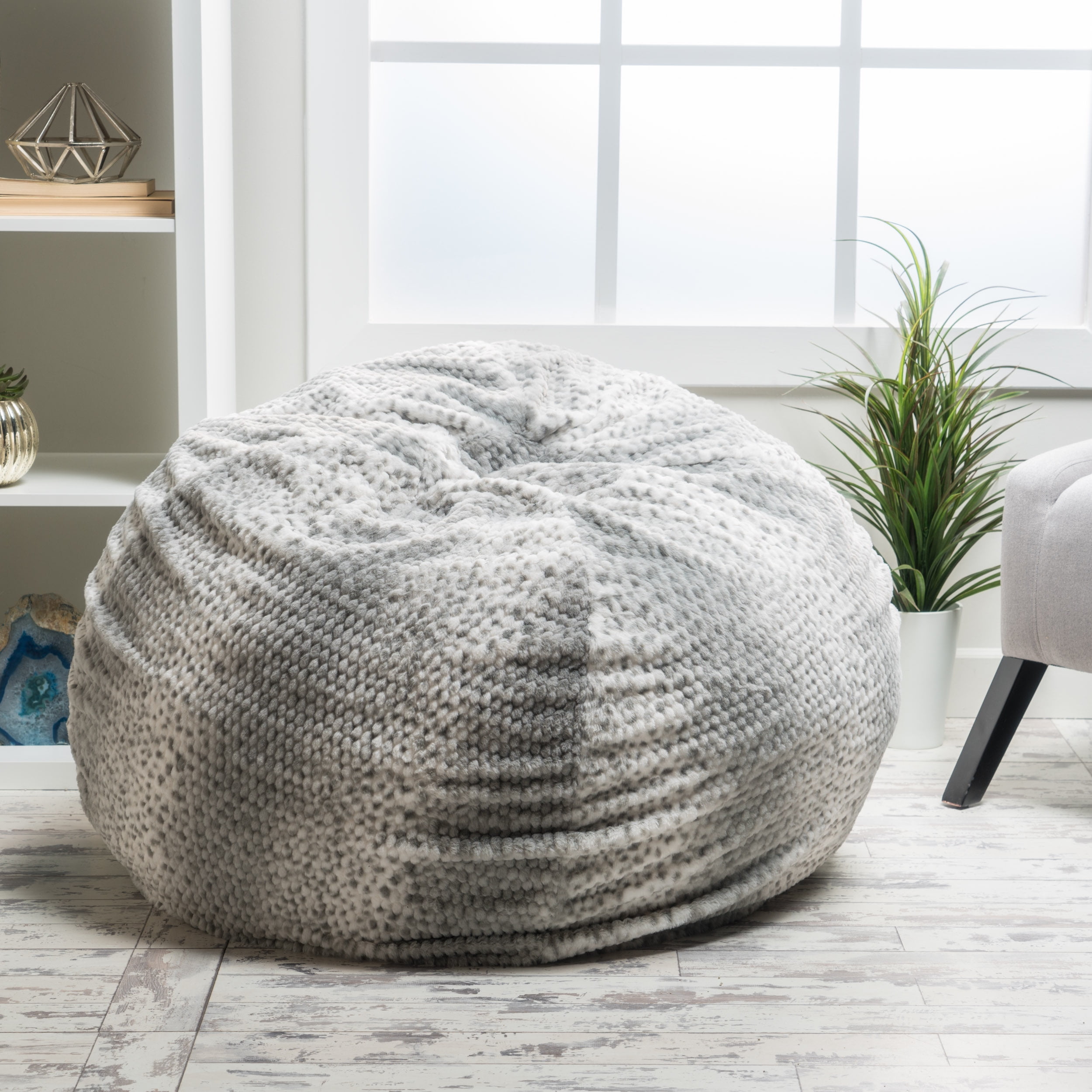 EMISOO Faux Fur Bean Bag Chair(No Filler), Luxury Fluffy Bean Bags