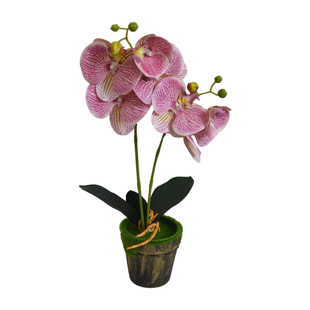 babydream1 Artificial Potted Orchid Flower Simulation Floral Decor Cloth Fake Orchid with Flower