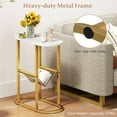 thumbnail image 2 of Costway 2 PCS End Table with Faux Marble Tabletop & Magazine Holder Heavy-duty Metal Frame White, 2 of 9
