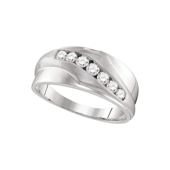 10kt White Gold Mens Round Diamond Wedding Band Ring 1/2 Cttw