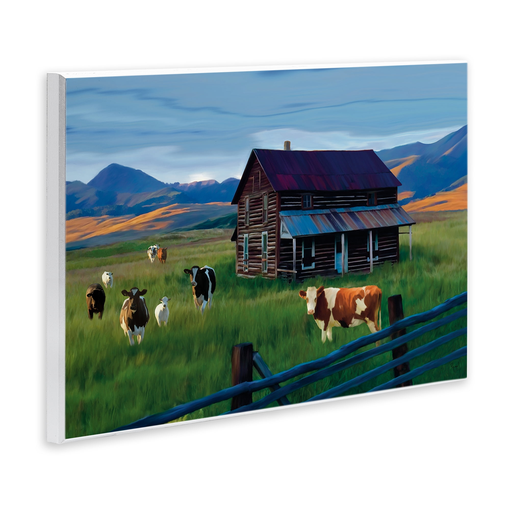 Stupell Industries Grazing Cattle at Solitary Cabin Wall Plaque Art, design by Renel Peters