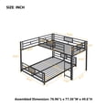 thumbnail image 5 of Bellemave Twin over Full Size Bunk Bed L-shaped Metal Low Bunk Bed with Guardrails and Ladder Junior Floor Bunk Bed Frame  (Black), 5 of 10