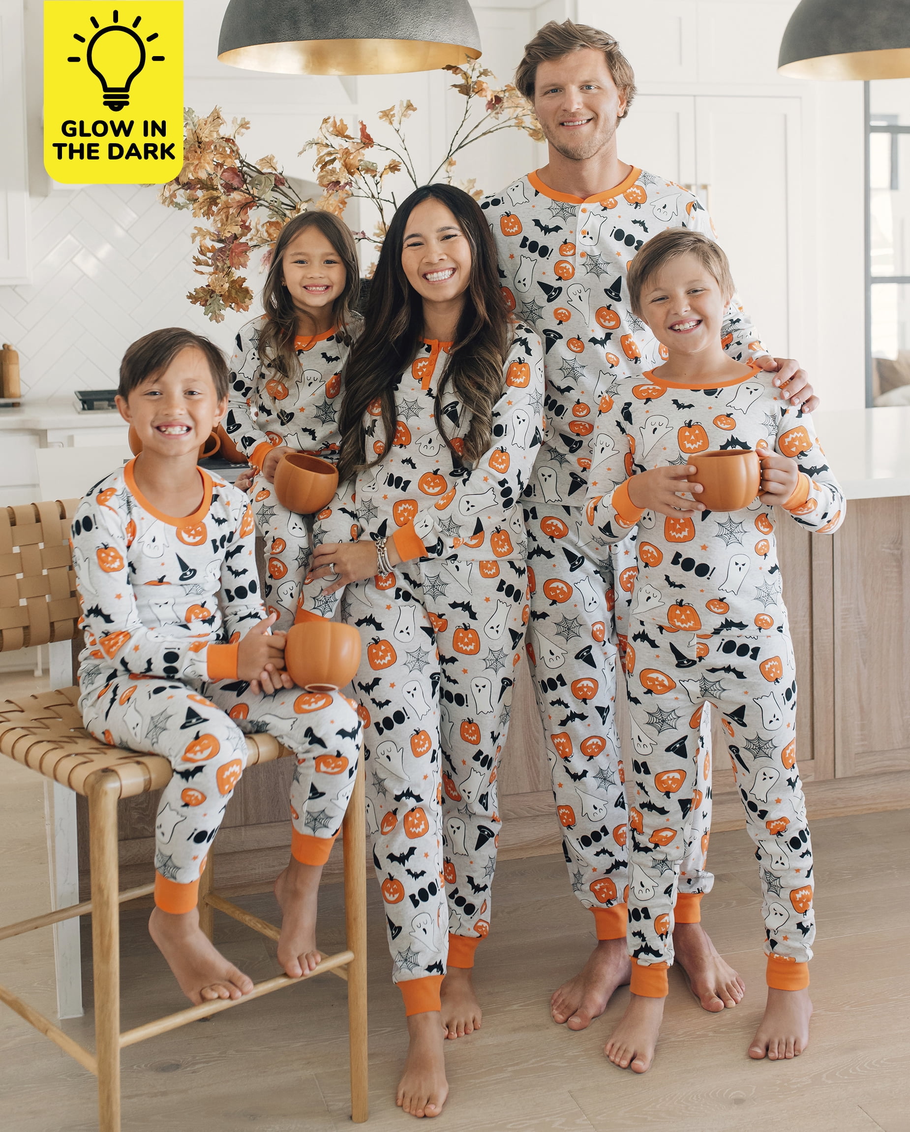 The Children's Place Baby, Toddler, & Kids Unisex Snug Fit Glow-in-the-Dark Halloween Cotton Pajamas, Sizes 12M-16