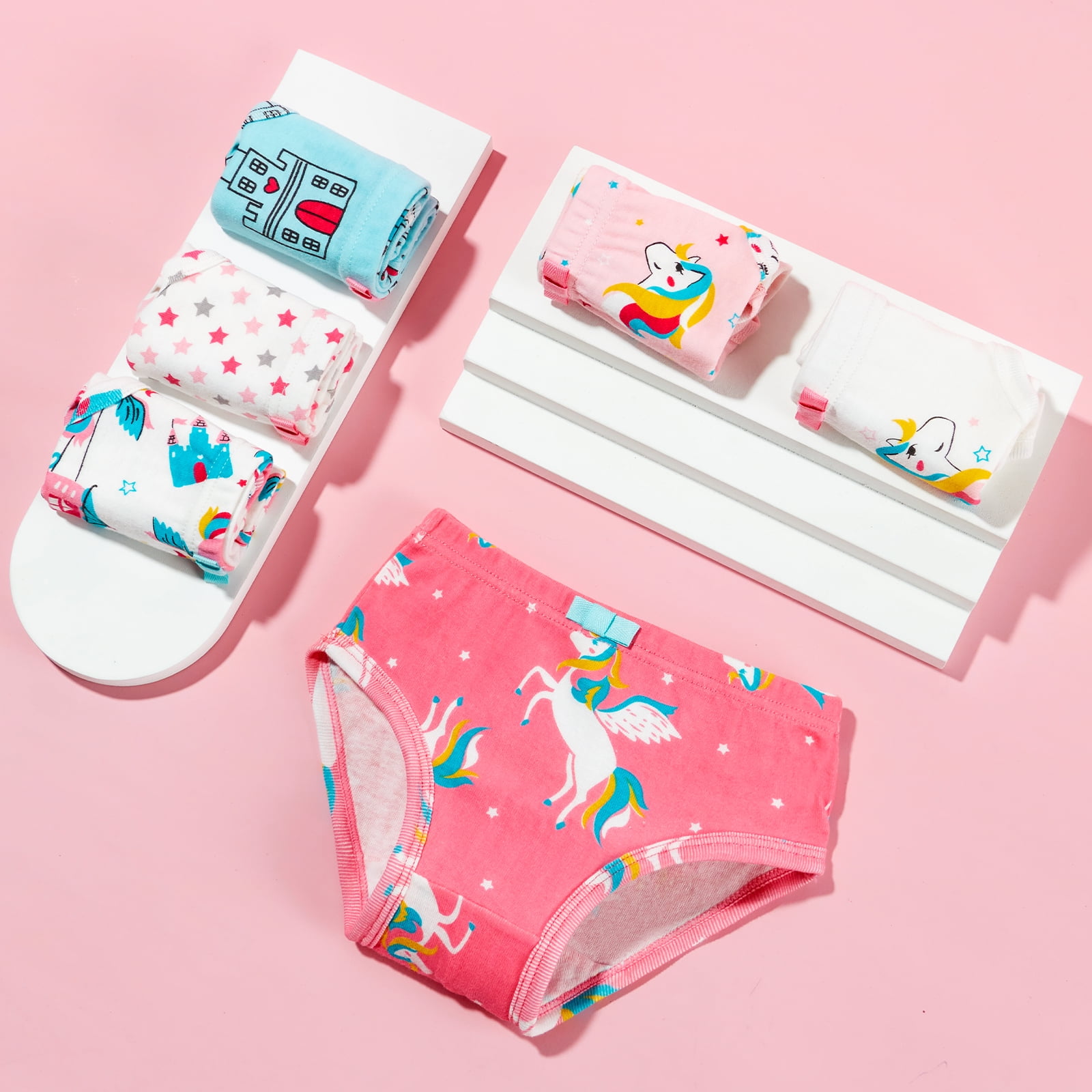Little GirlsSoft Cotton Underwear Unicorn Mermaid Comfort Panties Toddler  Briefs 3-4t Pink