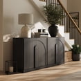 thumbnail image 5 of BELLEZE Set of 2 Modern Buffet Cabinets (63" Wide)-Large Sideboard Credenza with Arched Doors-Seamless Hidden Storage Console for Dining Room & Living Area-Ebony, 5 of 7