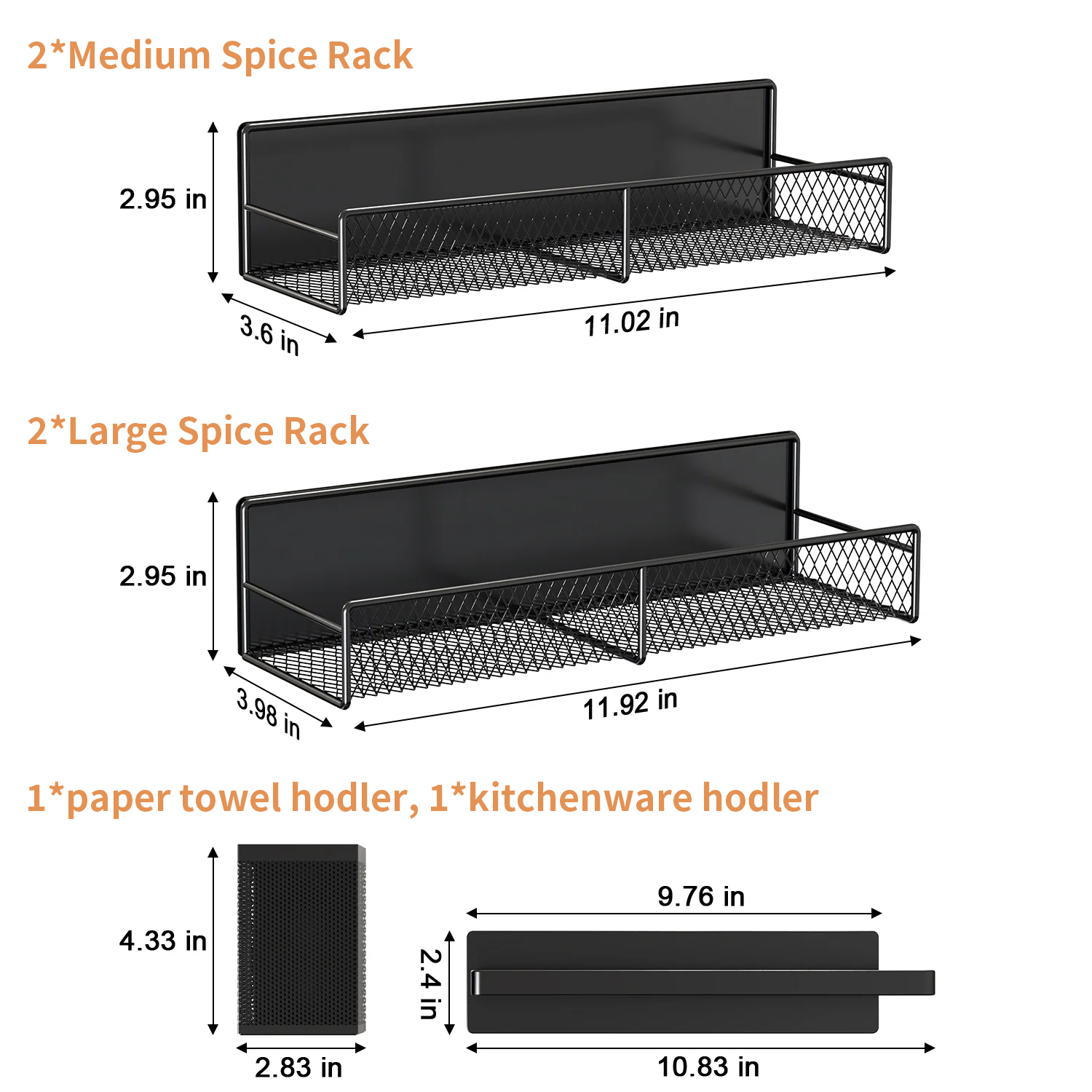 TINANA Magnetic Spice Rack Organizer, 6-Piece, Black photo 4