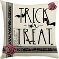 thumbnail image 3 of Halloween Linen Decorative Pillow Covers 18x18 inch Set of 4 Dark Red Flower Bat Spider Throw Pillow Cover Holiday Cushion Case for Sofa Couch, 3 of 5