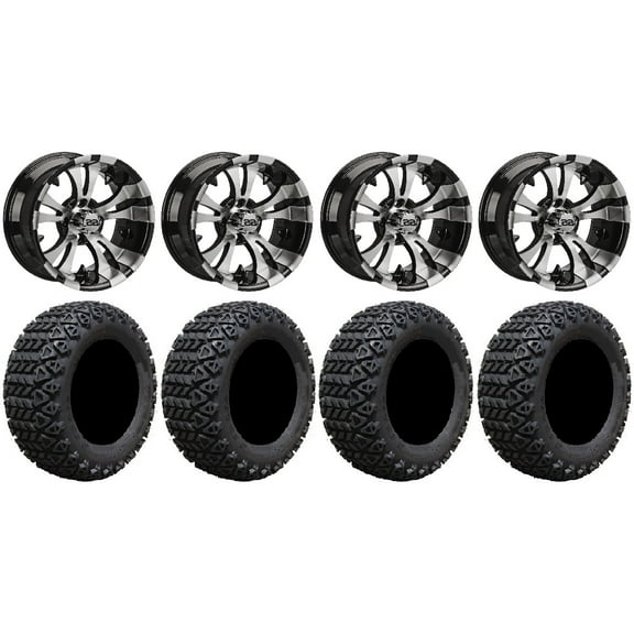 LSI Warlock 14" Machined Golf Wheels 23x10-14 X-Trail Tires E-Z-GO & Club Car