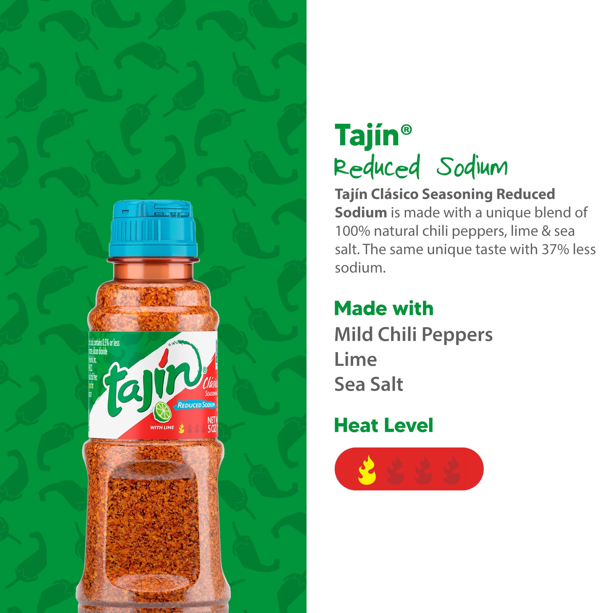 Tajín® Clásico Reduced Sodium Seasoning, Mexican Chili Lime Seasoning, 5 oz