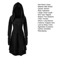 thumbnail image 7 of Quixlent Women Cosplay Dress Gothic Solid Color Lace-up Strap Slim Waist Irregular Hem Hooded Long Sleeves Theme Parties Role-Playing Festival Halloween Midi Dress, 7 of 7