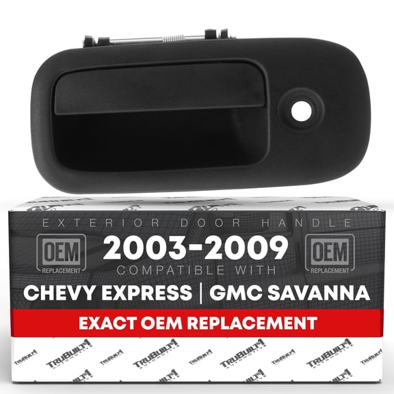 Exterior Front Driver Door Handle - Compatible with 2003-2009 Chevrolet Express 1500 2500 3500; 03-09 GMC Savana 1500 2500 3500 - Textured Black - OEM 10359094, 15104314, 25748321, GM1310148