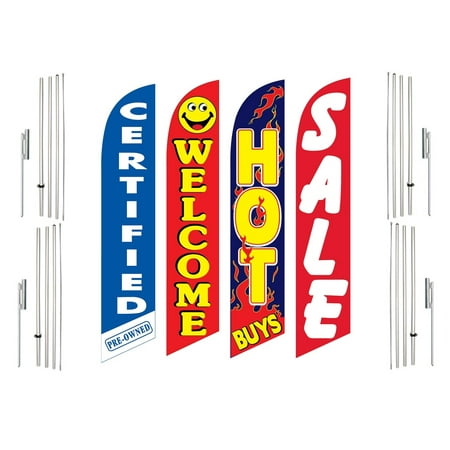 4 Swooper Flags With 4 Pole Kits Certified Welcome Hot Buys Sale