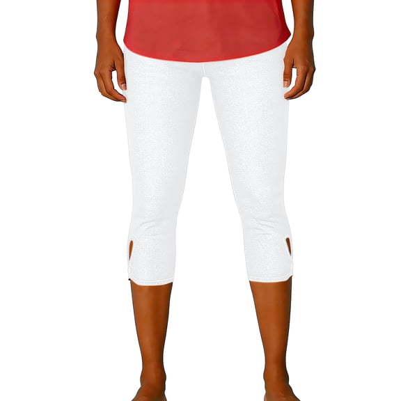 Aofany Summer Plus Size Capris for Women Imitation Denim Leggings Capris High Waisted Elastic Pencil Capris Trousers for Women
