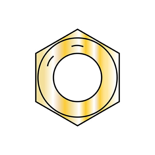 9/16-18 Fine Thread Hex Nut Grade 8 Domestic Zinc Yellow DFAR (Pack Qty 600) BC-57NF8D