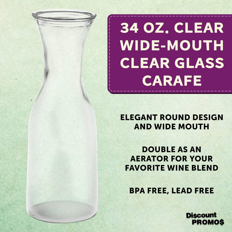  Glass Carafe Pitcher Clear ZERO LEAD For Water, Wine, Milk,  Juice, Mimosa Bar With Lids 1 Liter 34 Ounces PACK OF 3 : Home & Kitchen