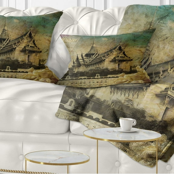 Designart Vintage Style Sky Castle - Contemporary Throw Pillow - 12x20