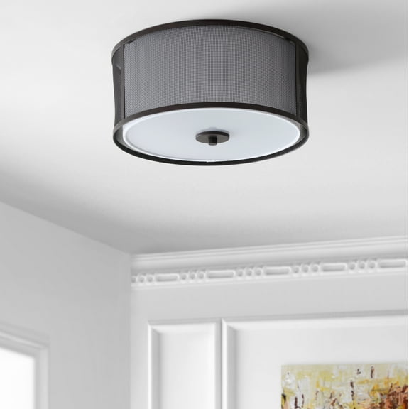 Safavieh Layne 14 in. Dia. Round Solid Flush Mount, Dark Grey/White